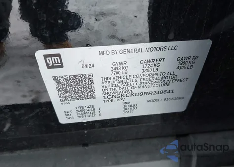 2024 Chevrolet Suburban 4Wd Lt z USA, uszkodzony, nr VIN 1GNSKCKD9RR248641